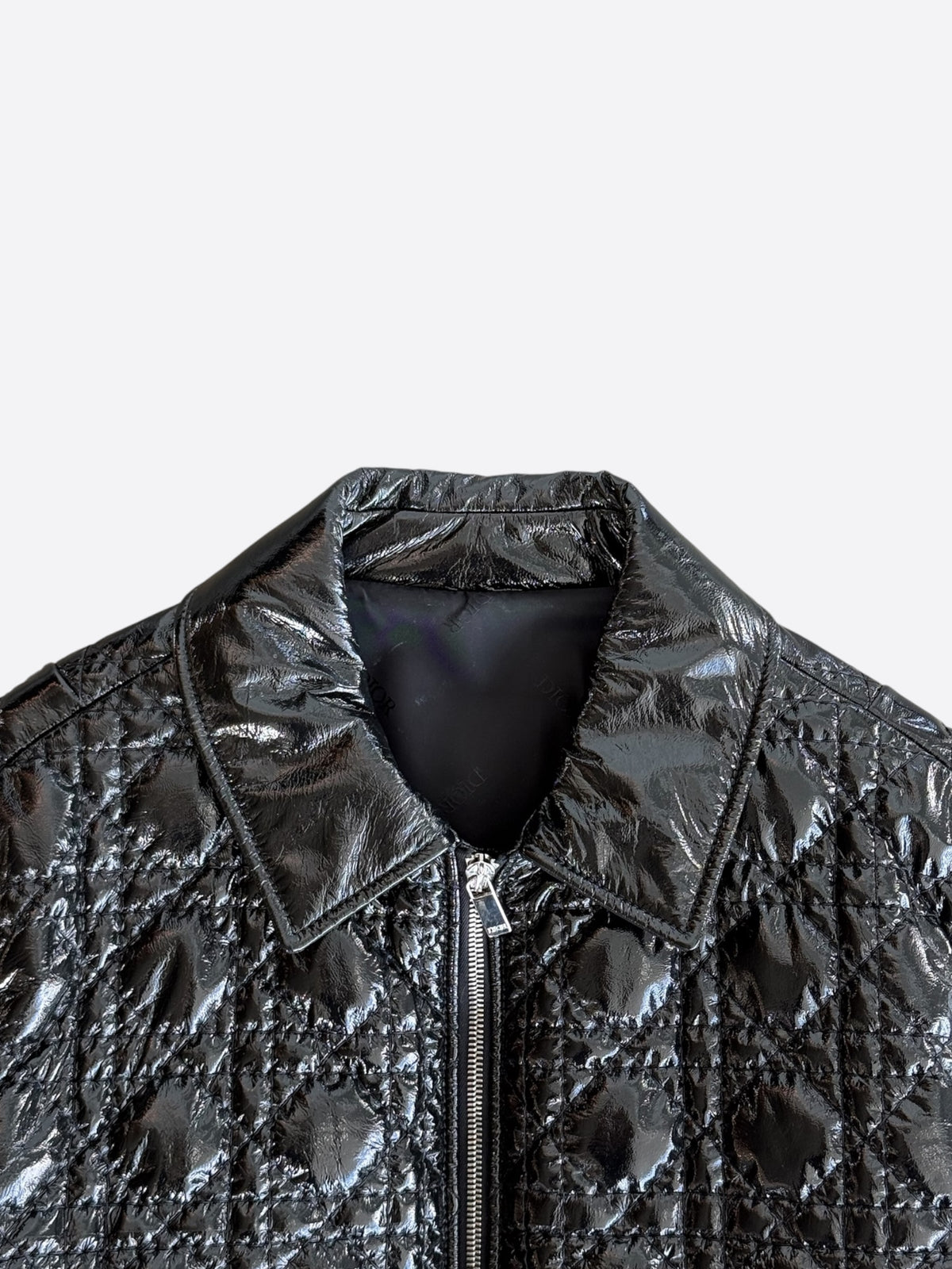 Dior Black Patent Leather Cannage Jacket