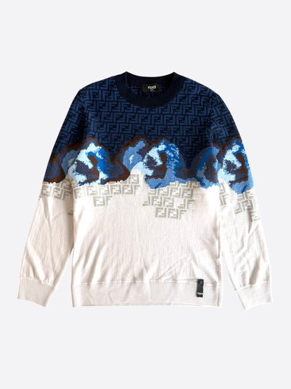Fendi Beige & Blue Gradient FF Monogram Sweater