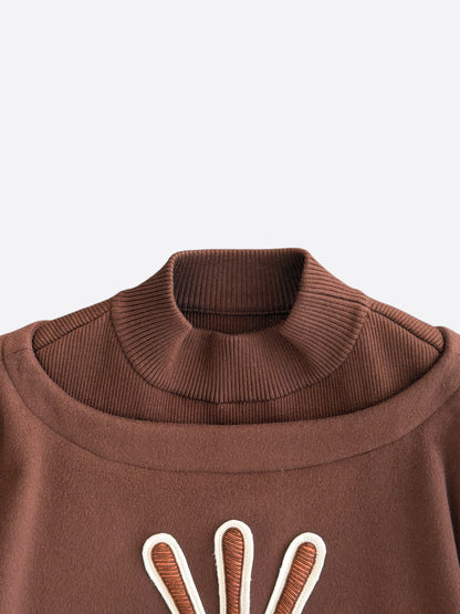 Dior Cactus Jack Brown & White Beaded Logo Anorak Sweater