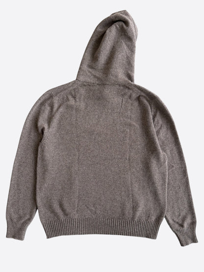 Dior Brown & White Couture Embroidered Logo Cashmere Hoodie