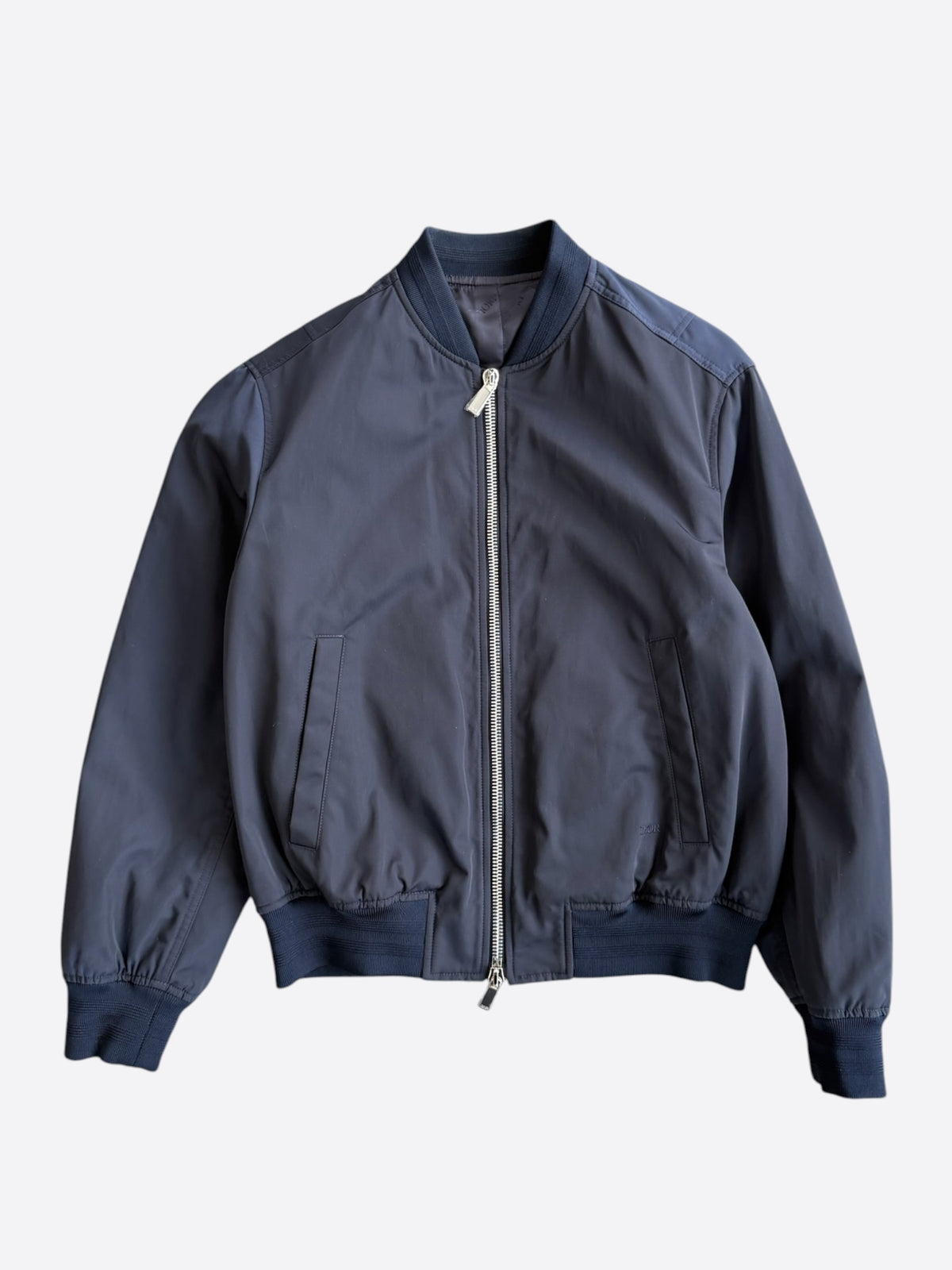 Dior Navy & White Couture Embroidered Logo Bomber Jacket
