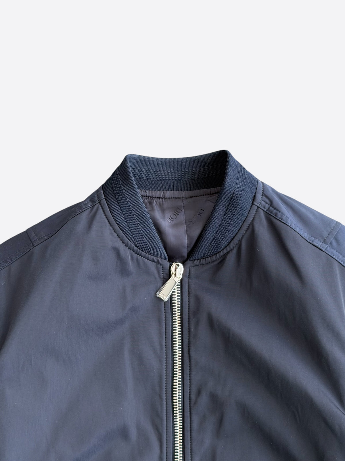 Dior Navy & White Couture Embroidered Logo Bomber Jacket