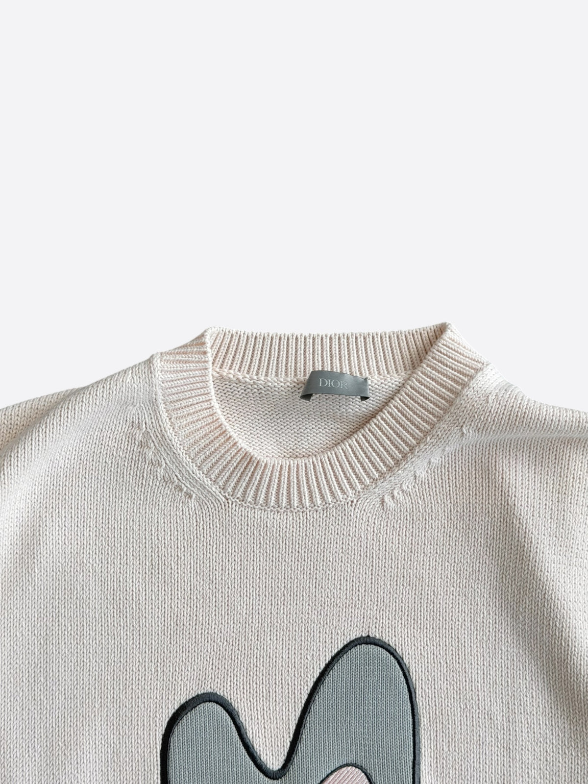 Dior Kenny Scharf Pink & Grey Embroidered Logo Knitted T-Shirt
