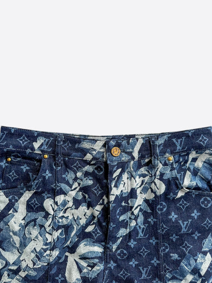 Louis Vuitton Blue Floral Monogram Jeans