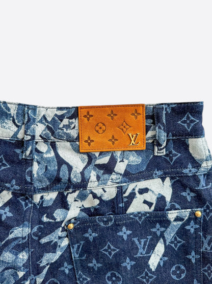 Louis Vuitton Blue Floral Monogram Jeans