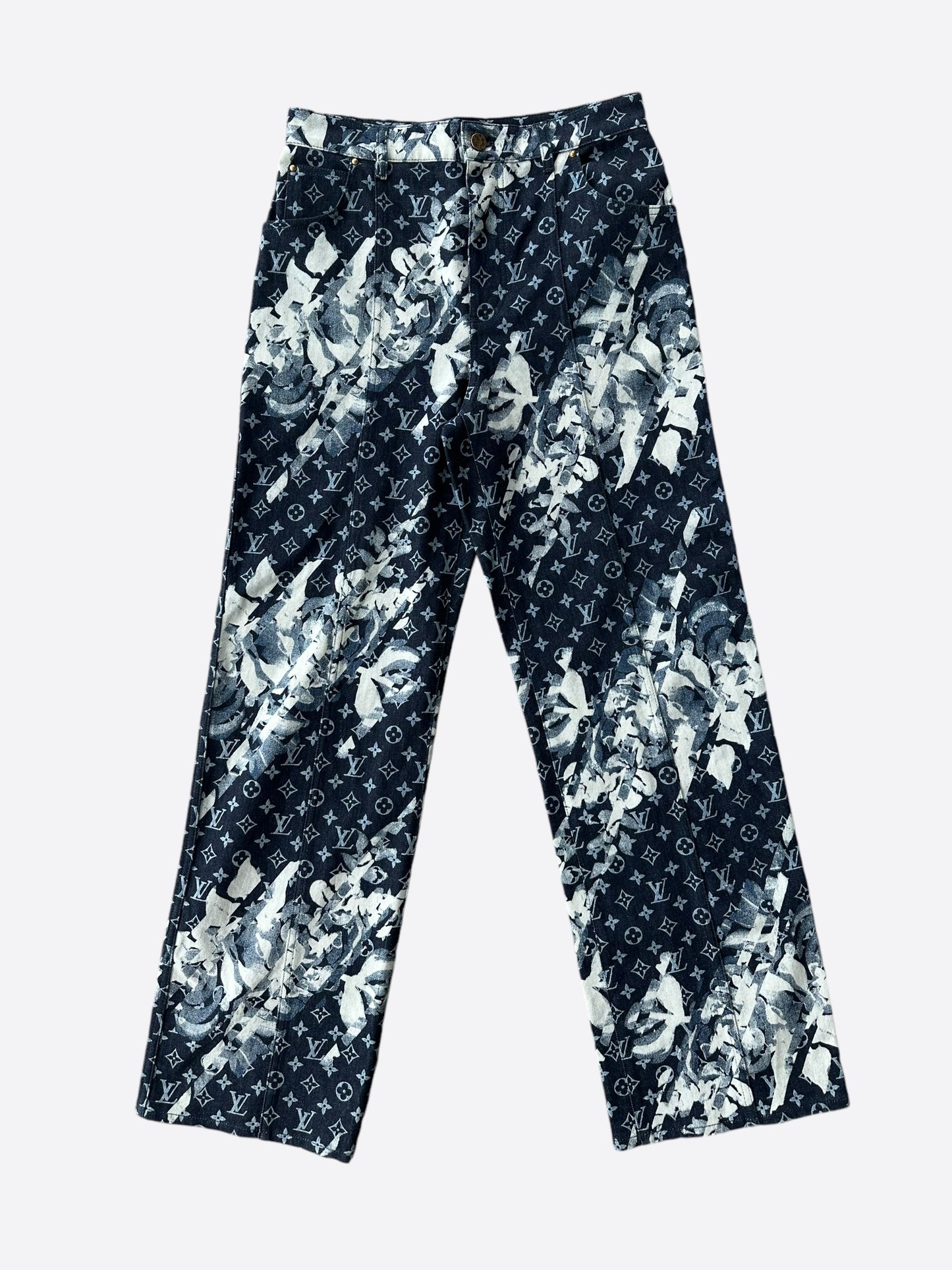 Louis Vuitton Blue Floral Monogram Jeans