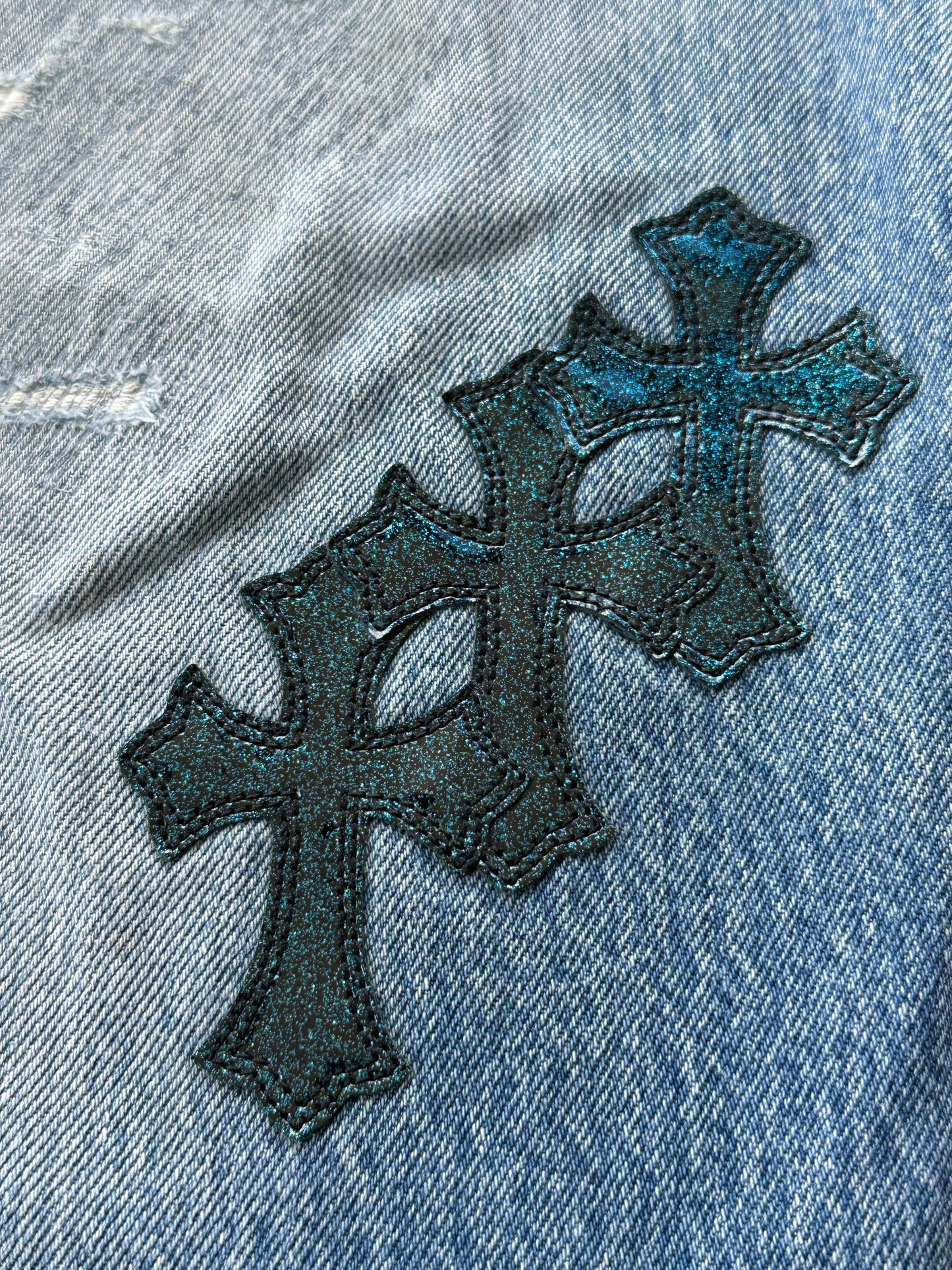 Chrome Hearts Levis St Barth Blue Galaxy Patch Jeans