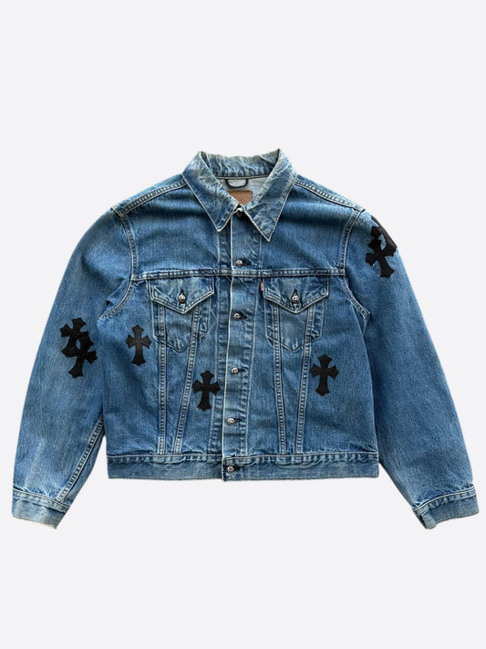 Chrome Hearts Levis Blue & Black Cross Patch Denim Jacket