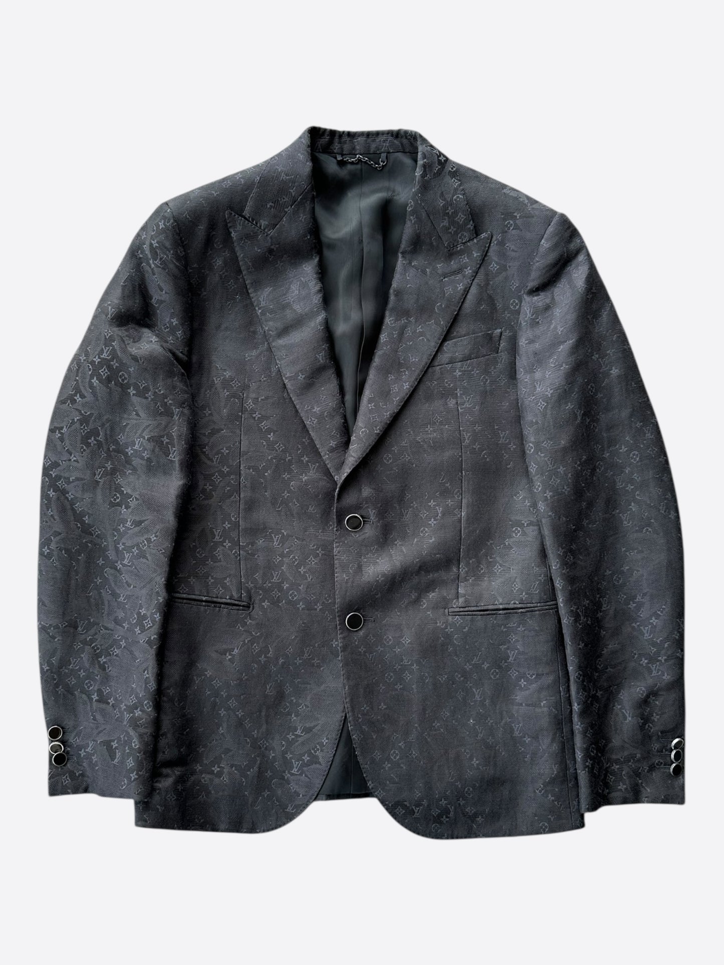 Louis Vuitton Black Flower Monogram Blazer Jacket
