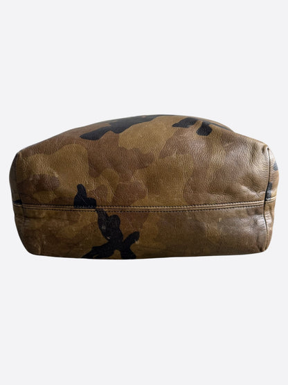 Chrome Hearts Green Camouflage Cross Patch Leather Tote Bag