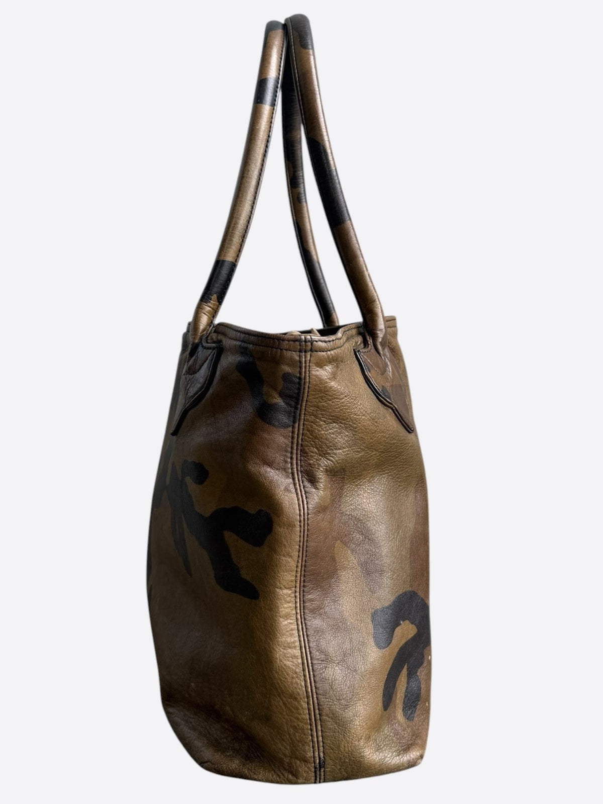 Chrome Hearts Green Camouflage Cross Patch Leather Tote Bag