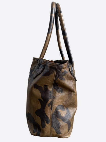Chrome Hearts Green Camouflage Cross Patch Leather Tote Bag