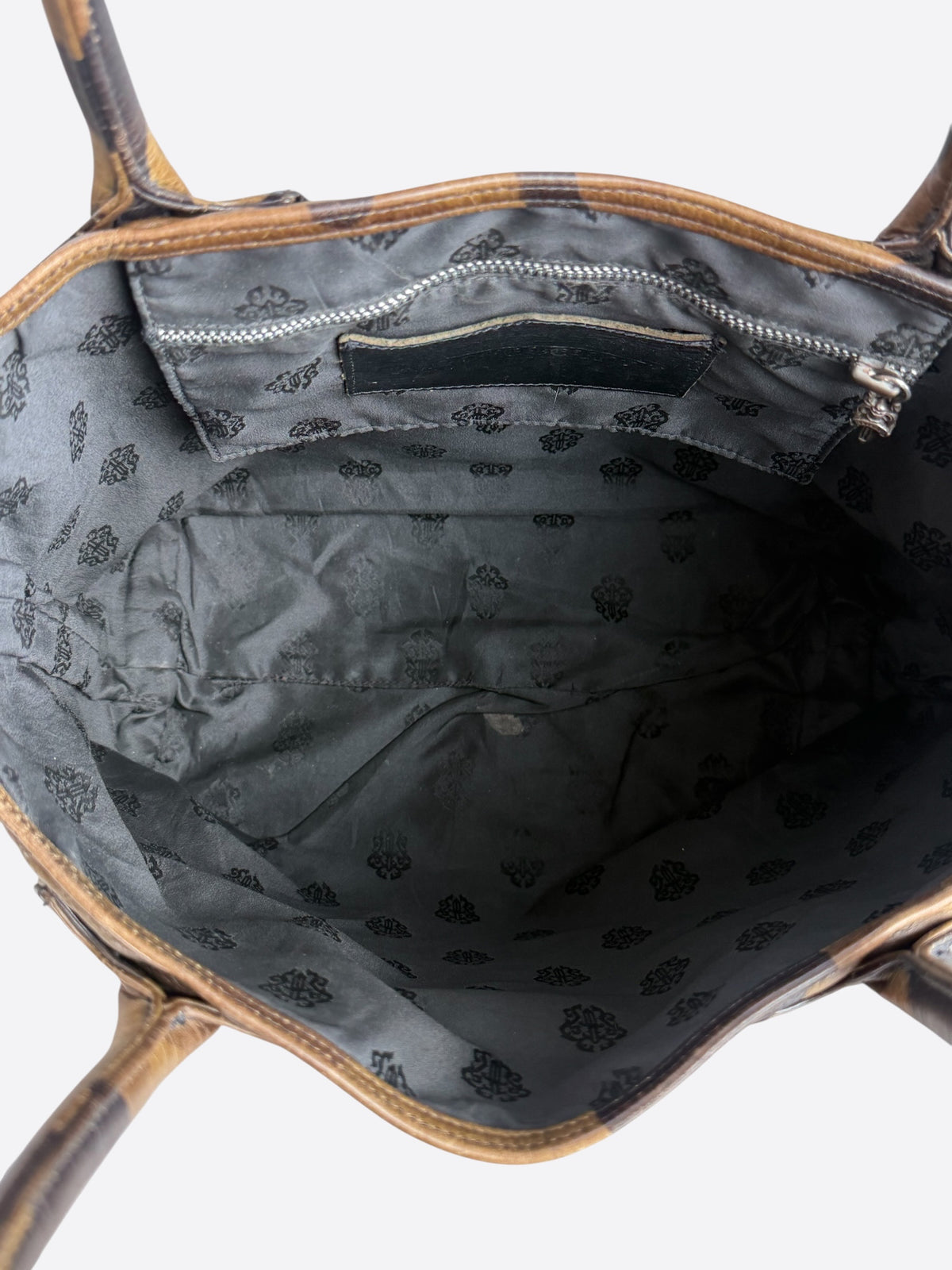 Chrome Hearts Green Camouflage Cross Patch Leather Tote Bag