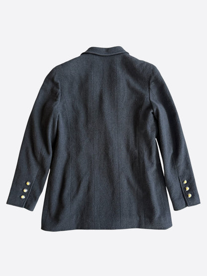 Chanel Black Double Breasted Wool Coat
