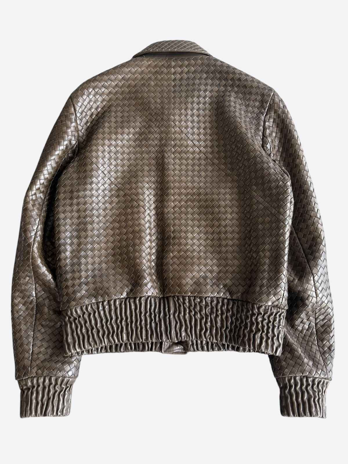 Bottega Veneta Brown Leather Intrecciato Jacket