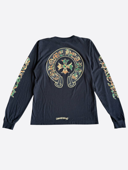 Chrome Hearts Black Camouflage Horseshoe Logo Longsleeve T-Shirt