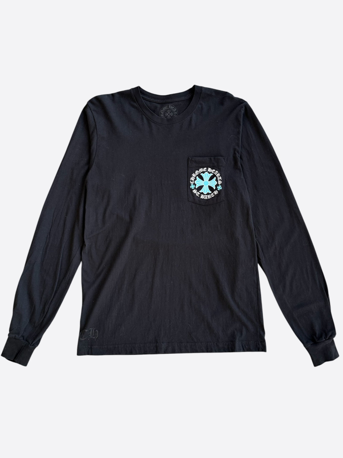 Chrome Hearts St. Barth Exclusive Black & Blue Cross Logo Longsleeve T-Shirt