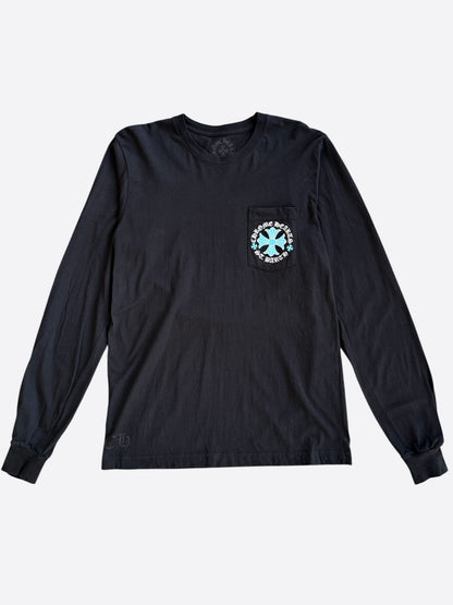Chrome Hearts St. Barth Exclusive Black & Blue Cross Logo Longsleeve T-Shirt