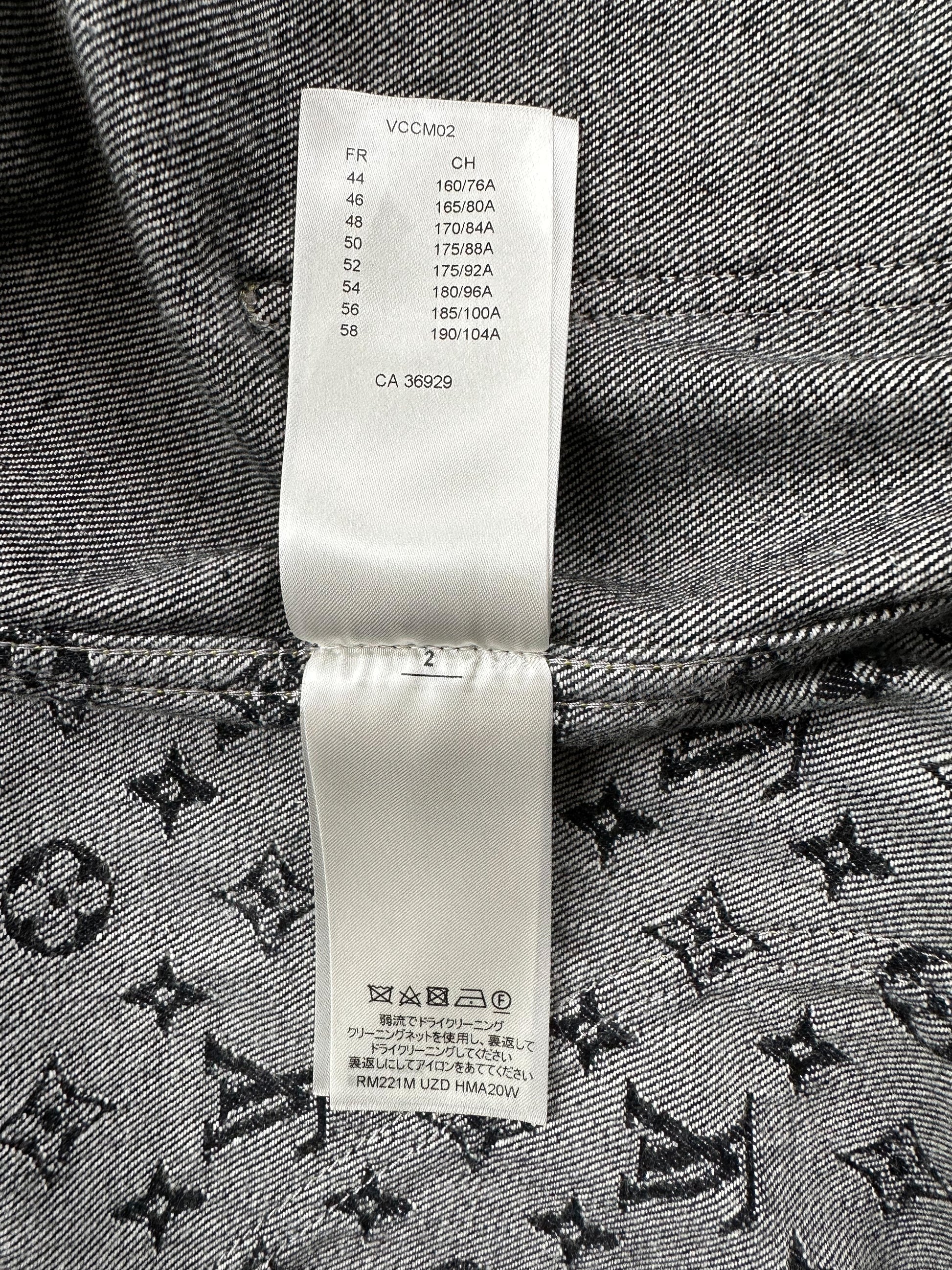 Louis Vuitton Monogram Printed Denim Jacket BLACK. Size 58