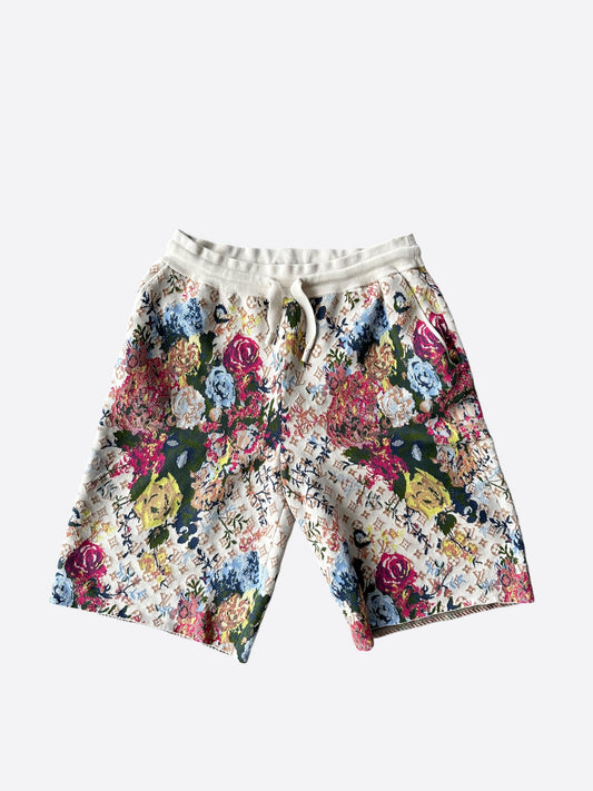 Louis Vuitton Beige Multicolor Floral Monogram Shorts