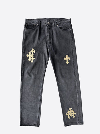 Chrome Hearts Levi's Grey & Gold Cross Patch 1/1 Jeans