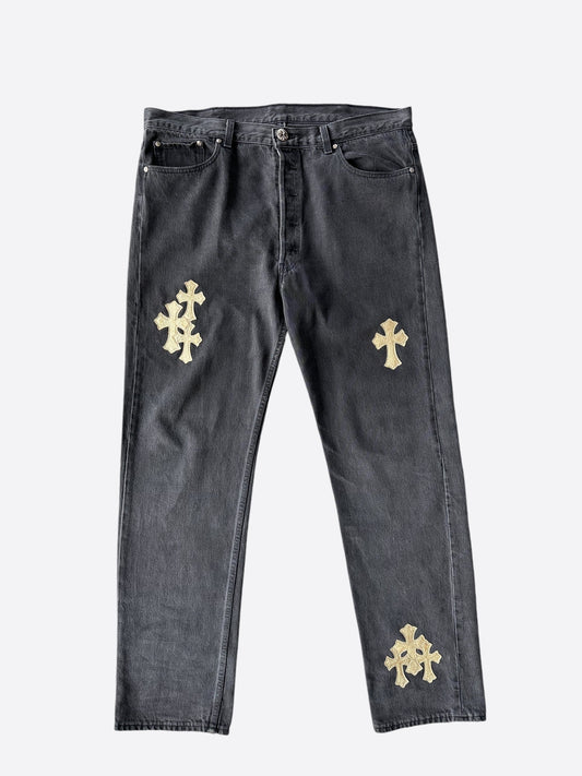 Chrome Hearts Levi's Grey & Gold Cross Patch 1/1 Jeans