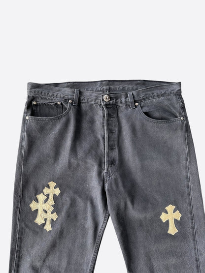 Chrome Hearts Levi's Grey & Gold Cross Patch 1/1 Jeans