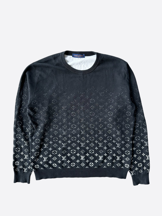 Louis Vuitton Black & White Monogram Gradient Sweater