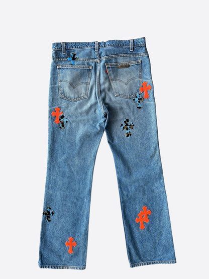 Chrome Hearts Levis Blue & Orange Cross Patch St. Barth Exclusive Jeans