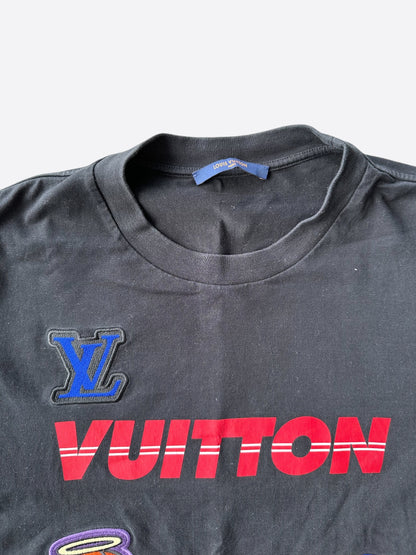 Louis Vuitton NBA Black Embroidered Patches T-Shirt