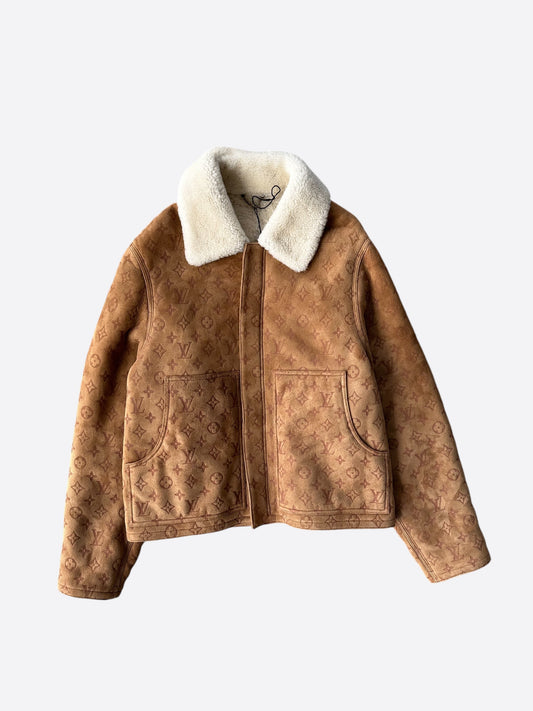 Louis Vuitton Brown Monogram Shearling Jacket