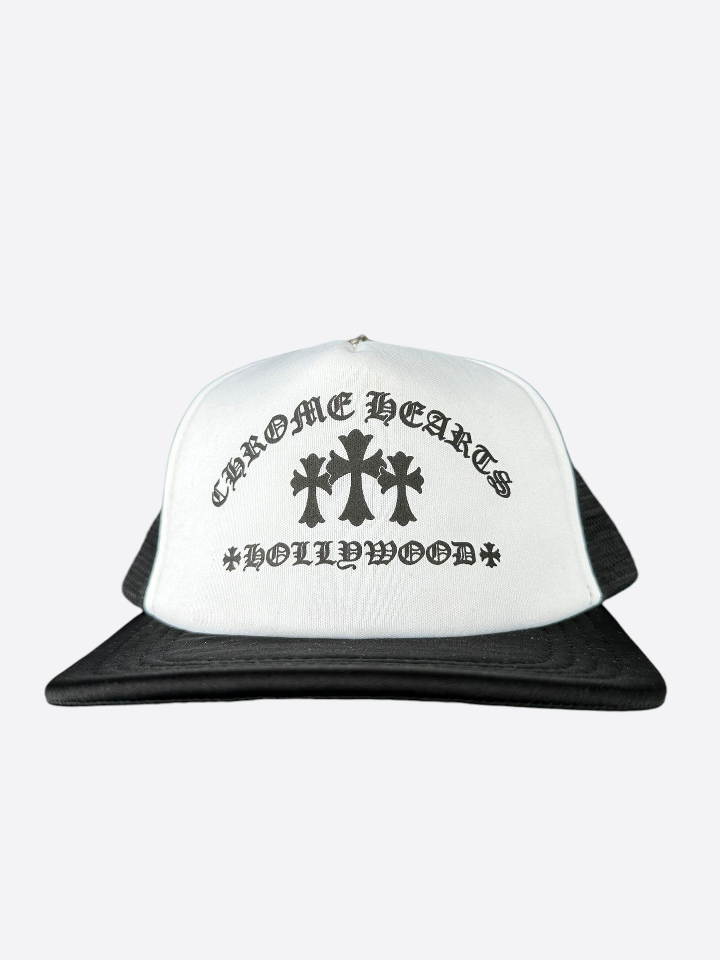 Chrome Hearts Black & White Triple Cross Trucker Hat