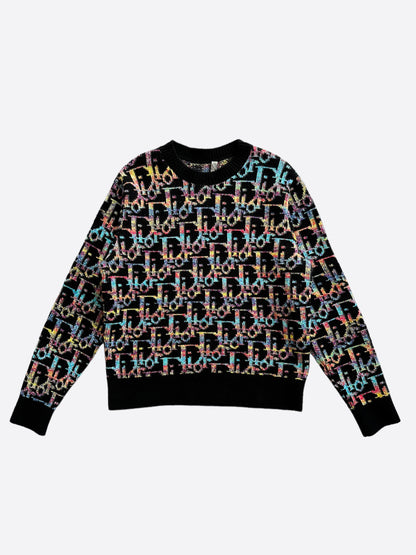 Dior Black Multicolor Oblique Wool Sweater