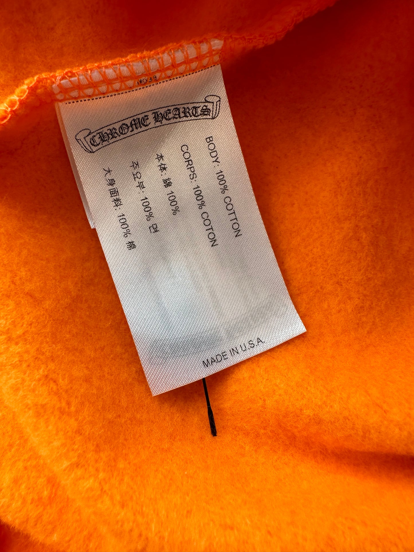 Chrome Hearts Orange & Silver Miami Exclusive Horseshoe Logo Hoodie