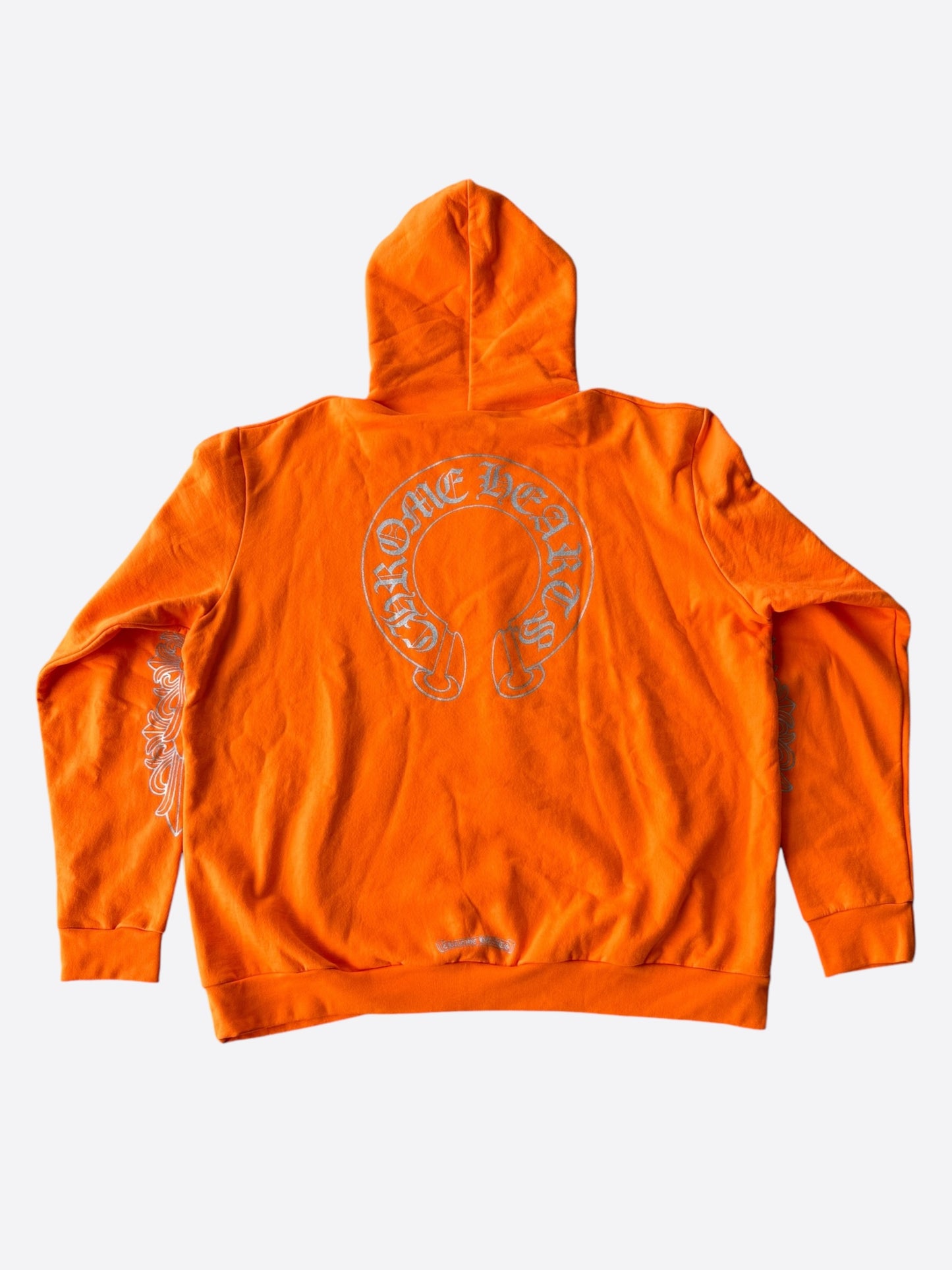 Chrome Hearts Orange & Silver Miami Exclusive Horseshoe Logo Hoodie