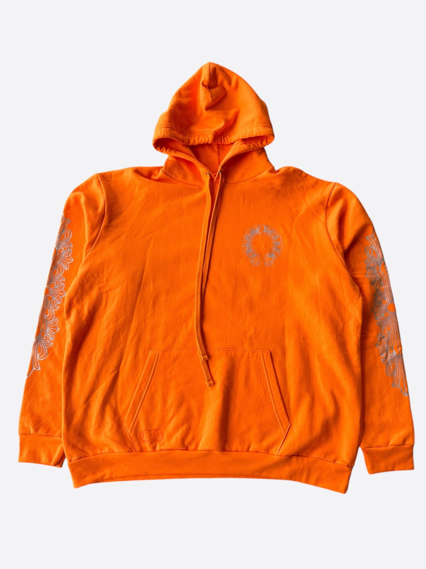 Chrome Hearts Orange & Silver Miami Exclusive Horseshoe Logo Hoodie