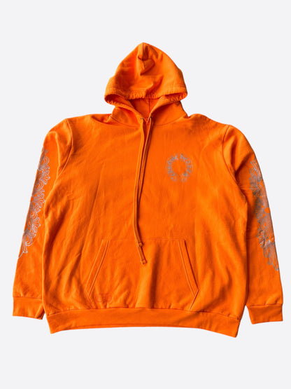 Chrome Hearts Orange & Silver Miami Exclusive Horseshoe Logo Hoodie