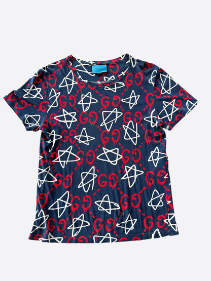 Gucci Navy Gucci Ghost Monogram T-Shirt