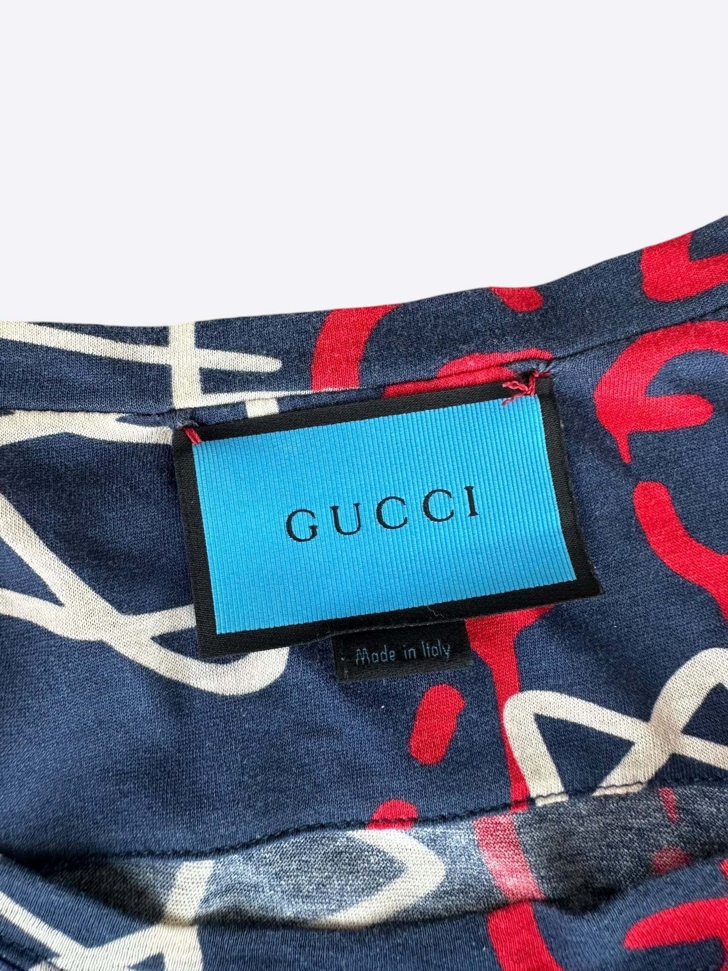 Gucci Navy Gucci Ghost Monogram T-Shirt