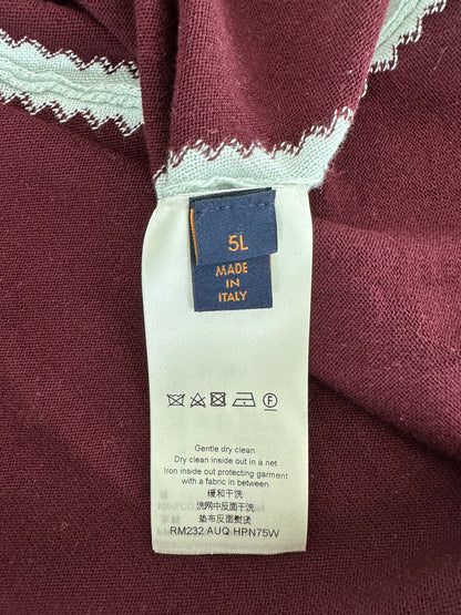 Louis Vuitton Burgundy & White Logo Intarsia T-Shirt