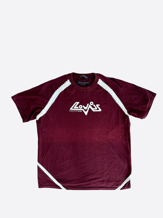 Louis Vuitton Burgundy & White Logo Intarsia T-Shirt