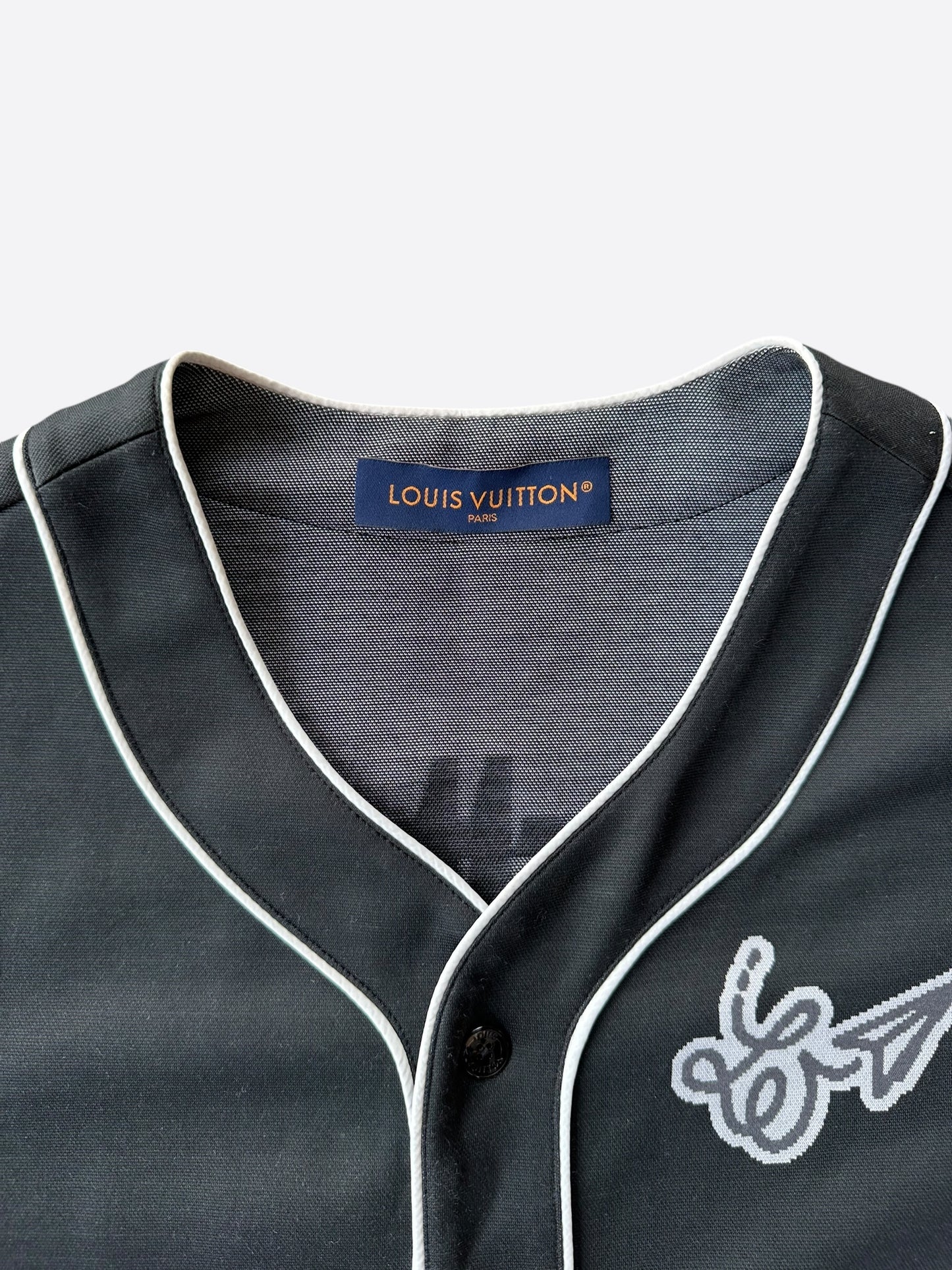 Louis Vuitton Black & White Graphic Baseball Jersey