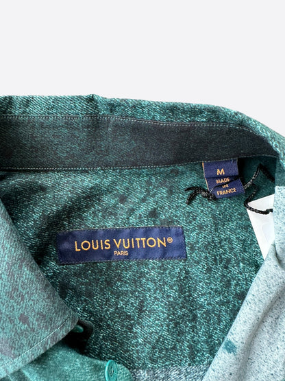 Louis Vuitton Green & White Monogram Button Up Shirt