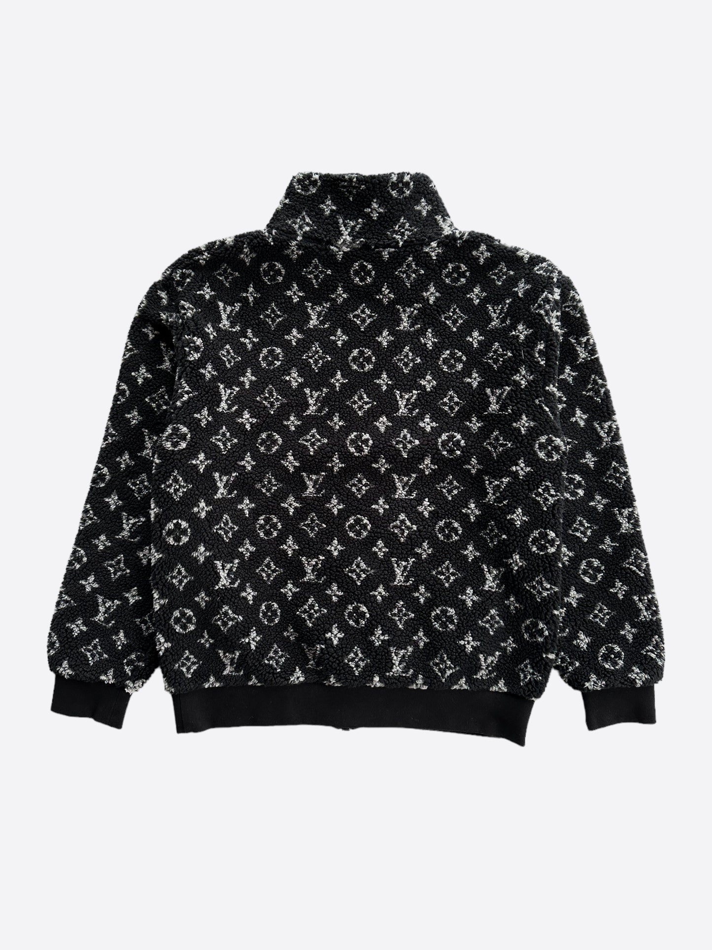Louis Vuitton Men's XL Black x Grey Monogram Teddy Jacket Fleece