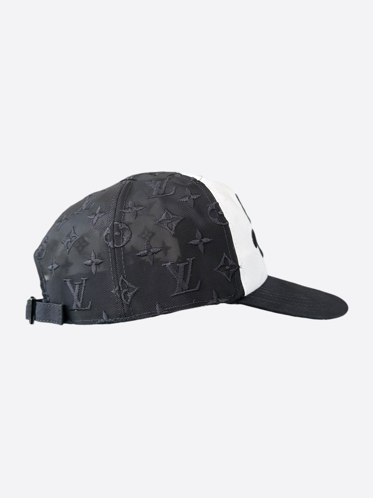 Louis Vuitton Black & White Mesh Monogram Trucker Hat