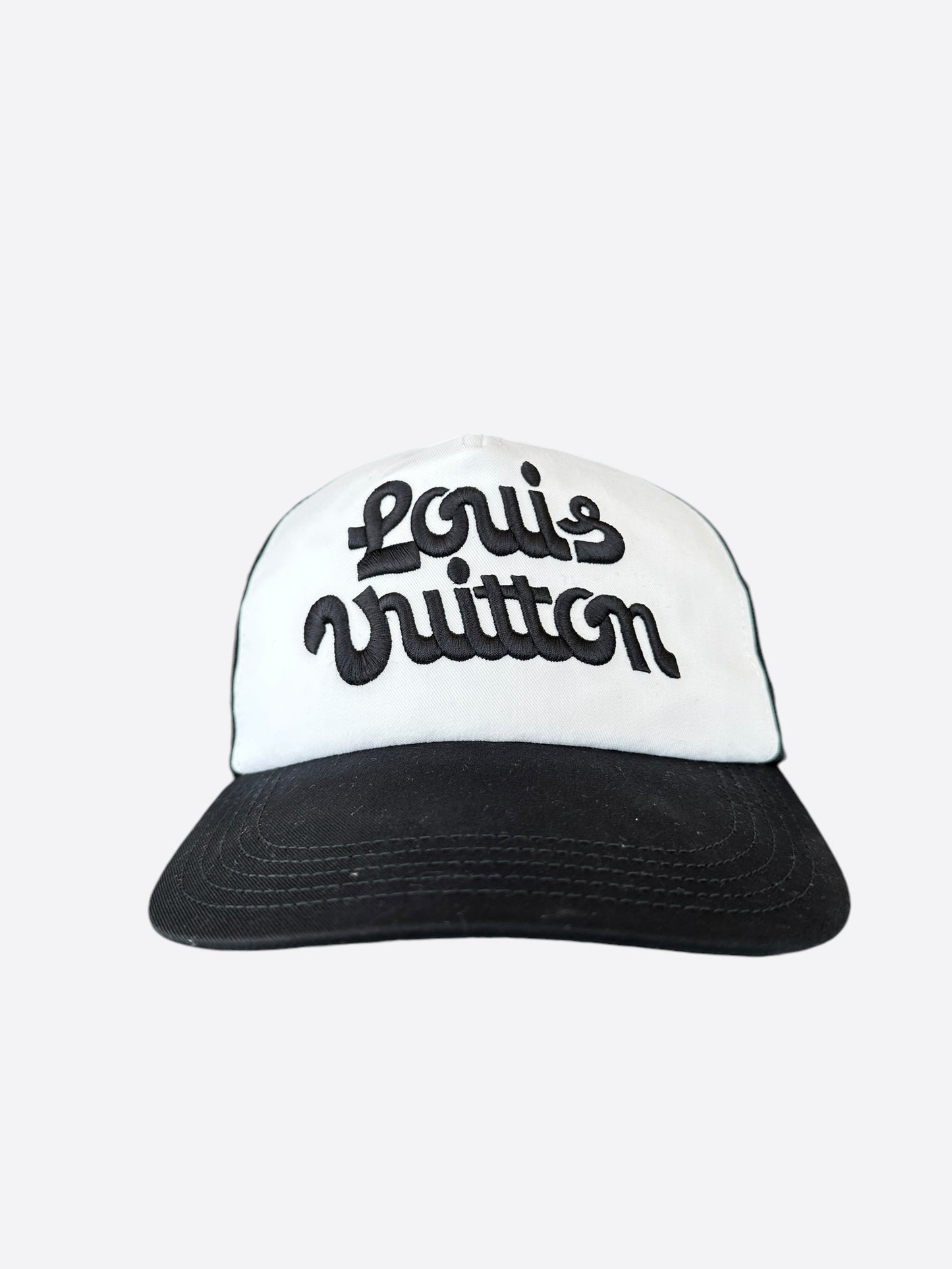 Louis Vuitton Black & White Mesh Monogram Trucker Hat