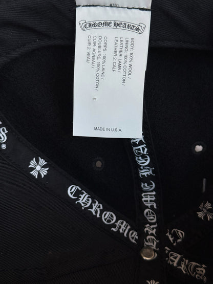 Chrome Hearts Black & White Leather CH Logo Wool Hat