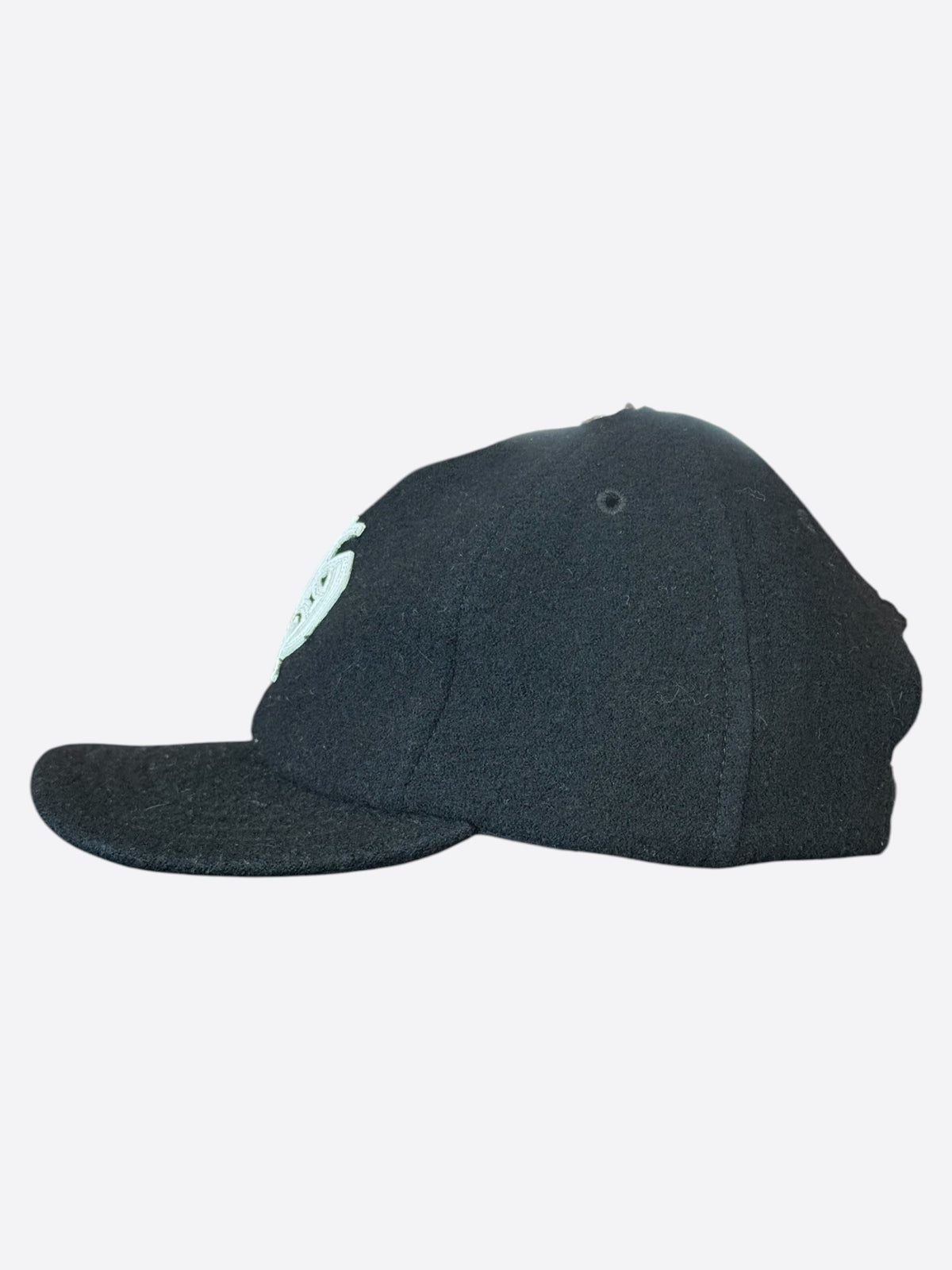 Chrome Hearts Black & White Leather CH Logo Wool Hat