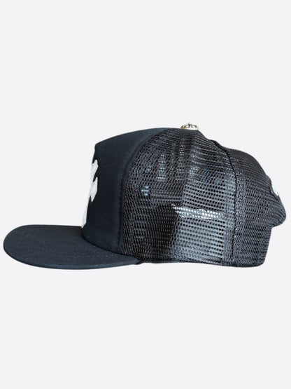 Chrome Hearts Black & White Ponyhair Triple Cross Patch Hat