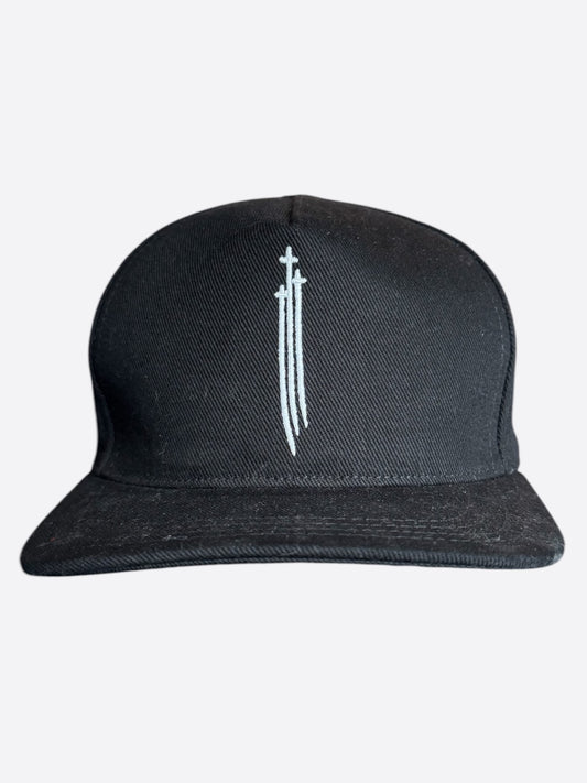 Chrome Hearts Black & White Embroidered Triple Cross RS3 Trucker Hat